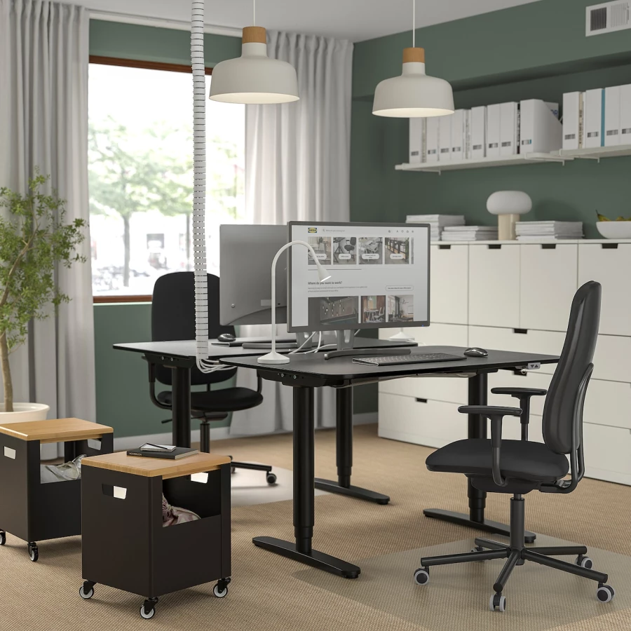 Офисный стул с подлокотниками - IKEA SMÖRKULL/SMORKULL/СМЁРКУЛЛ ИКЕА, 104х66х59 см, черный (изображение №5)