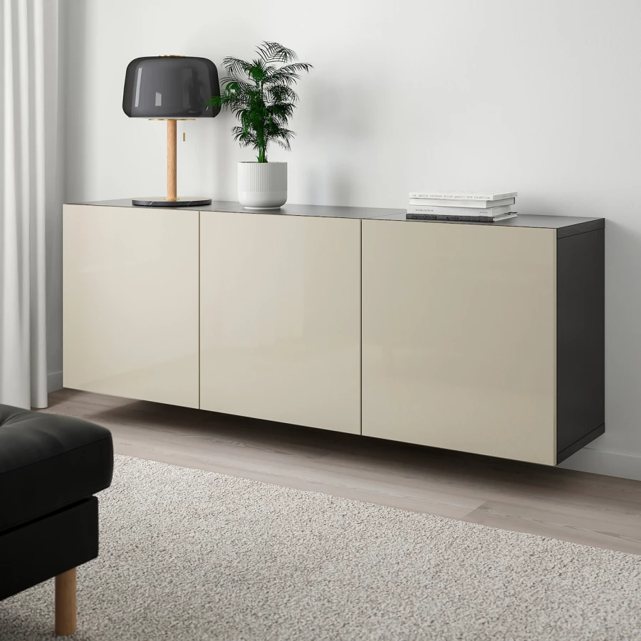 Навесной шкаф - IKEA BESTÅ/BESTA, 180x42x64 см, серый, БЕСТО ИКЕА (изображение №6)