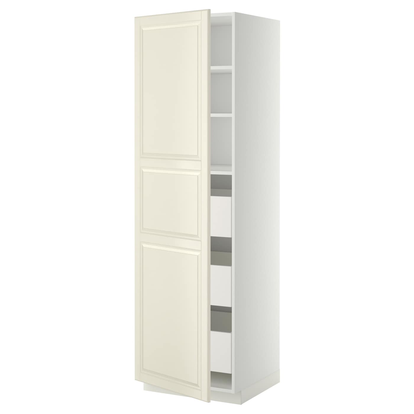 Высокий шкаф - IKEA METOD/MAXIMERA/МЕТОД/МАКСИМЕРА ИКЕА, 200х60х60 см, белый/кремовый