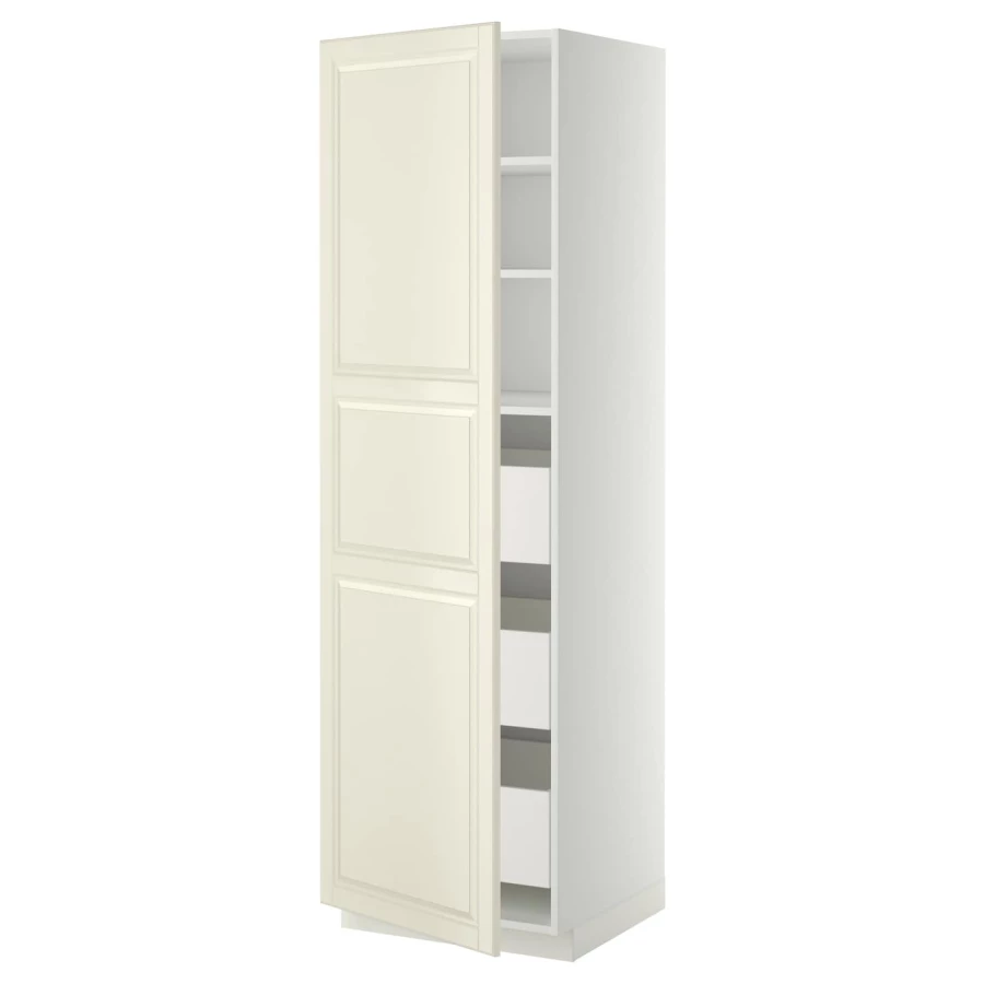 Высокий шкаф - IKEA METOD/MAXIMERA/МЕТОД/МАКСИМЕРА ИКЕА, 200х60х60 см, белый/кремовый (изображение №1)