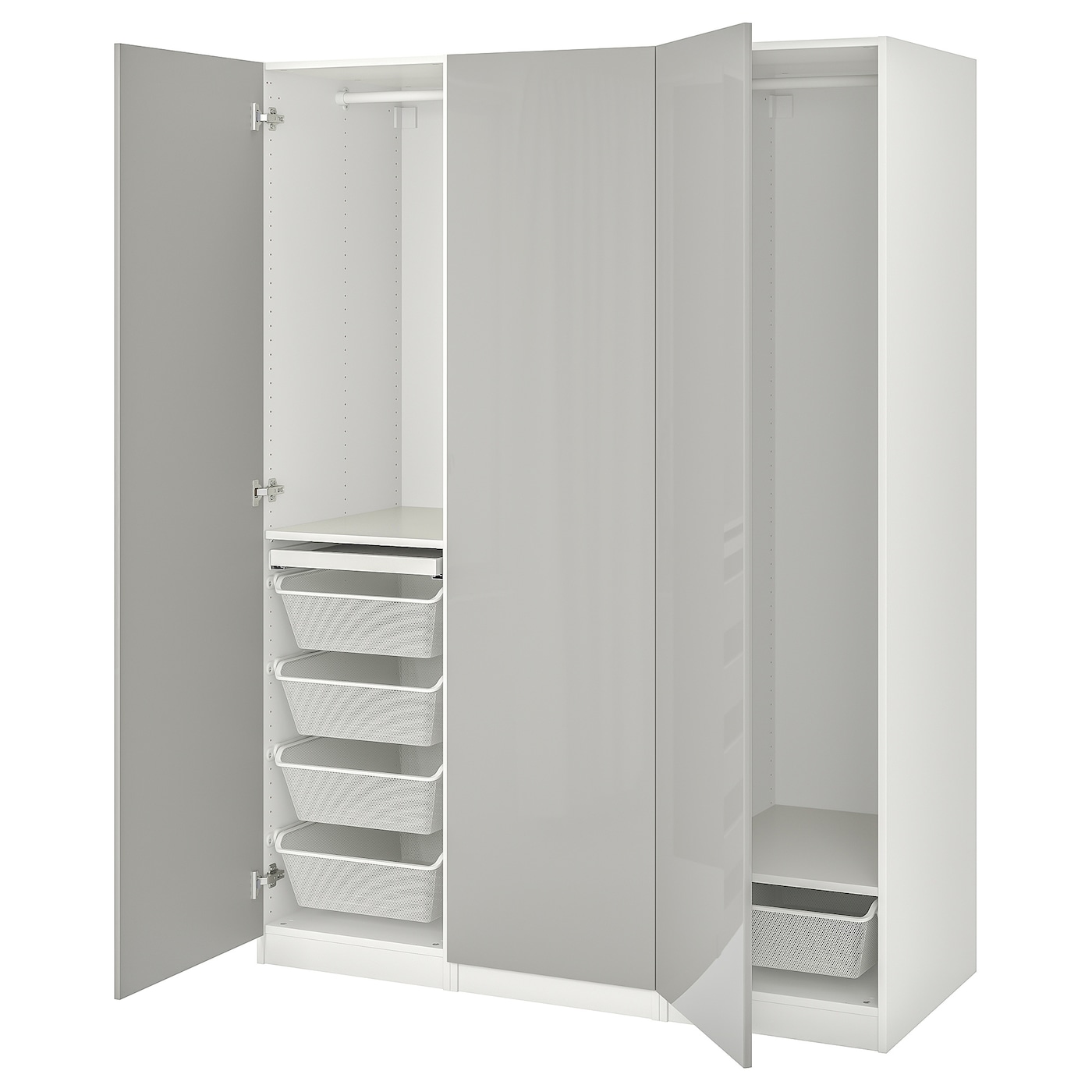 Платяной шкаф - IKEA PAX/FARDAL/ПАКС/ФАРДАЛЬ ИКЕА, 150x60x201 см, белый / глянцевый светло-серый