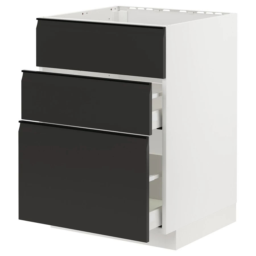 Напольный шкаф - IKEA METOD MAXIMERA, 80x62x60см, белый/черный, МЕТОД МАКСИМЕРА ИКЕА (изображение №1)