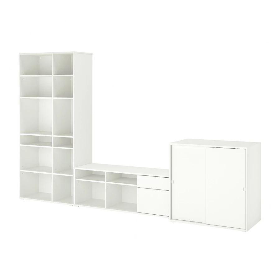 Шкаф для ТВ - IKEA VIHALS, 200x47x337cм, белый, ВИХАЛС ИКЕА (изображение №1)