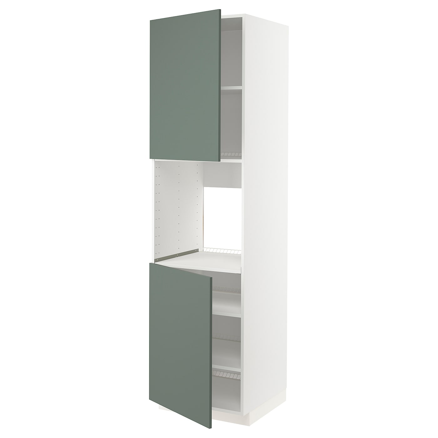 Кухонный шкаф-пенал - IKEA METOD/МЕТОД ИКЕА, 220х60х60 см, белый/темно-зеленый