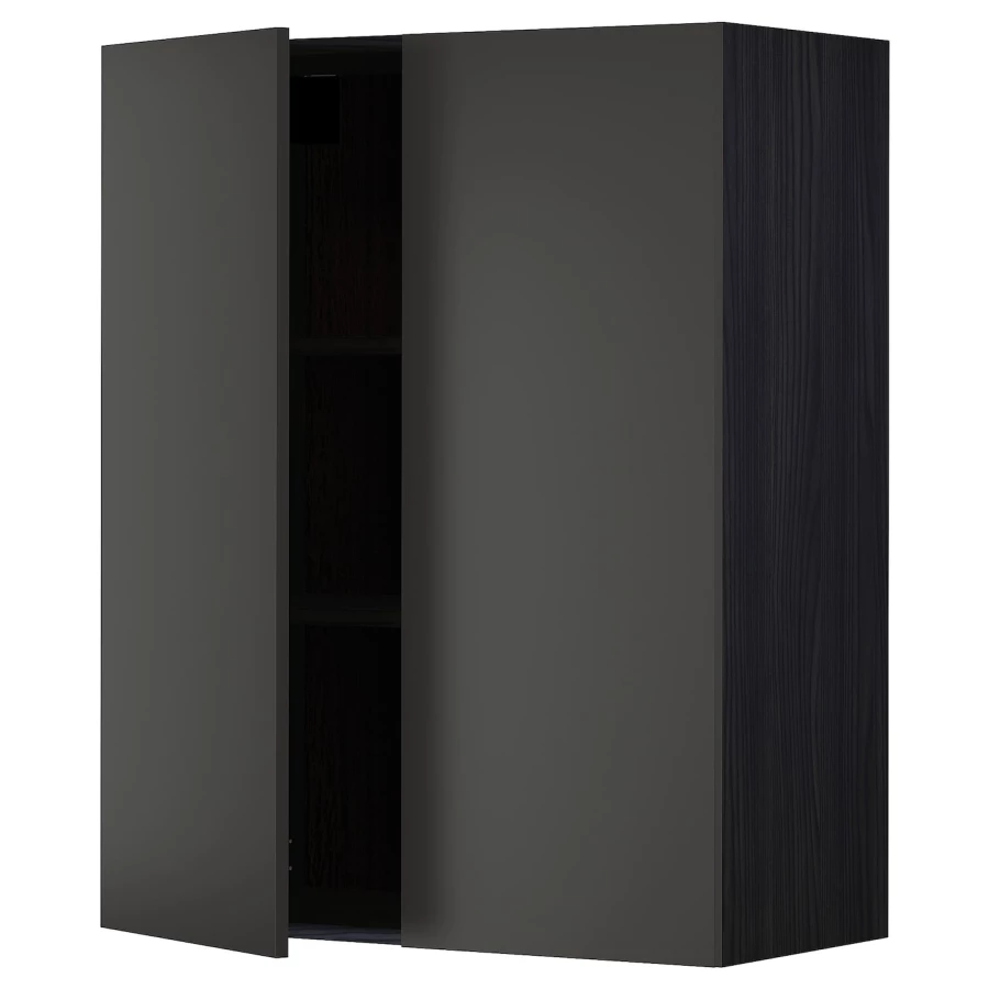 Навесной шкаф с полкой - METOD IKEA/ МЕТОД ИКЕА, 100х80 см,  черный (изображение №1)