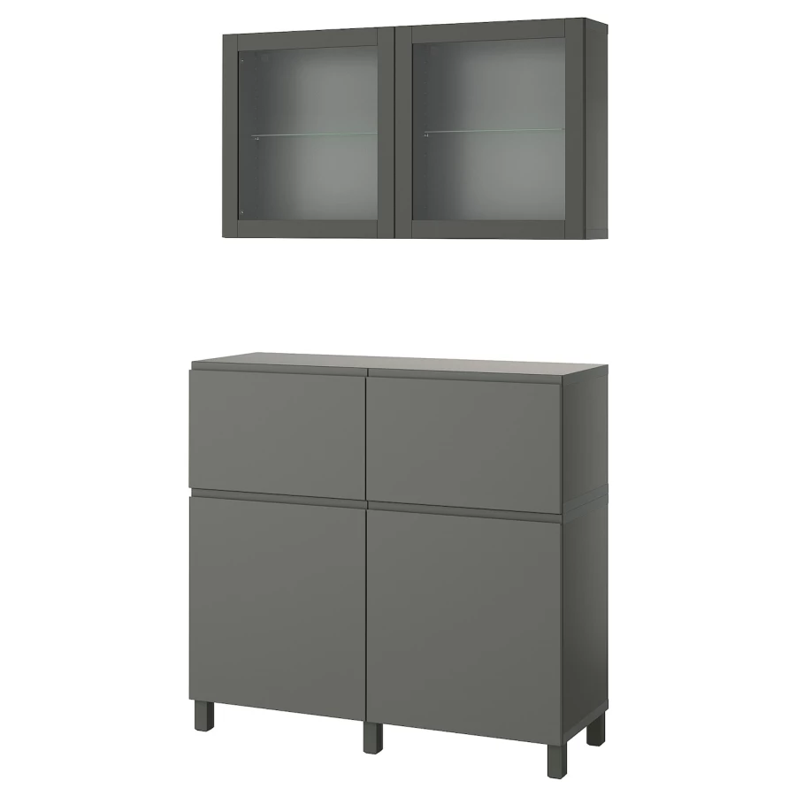 Комбинация для хранения - BESTÅ/ BESTА IKEA/ БЕСТА/БЕСТО ИКЕА, 213х120 см, темно- серый (изображение №1)