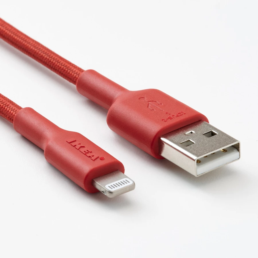 Кабель USB-A — USB-C  - LILLHULT IKEA/ ЛИЛЛЬХУЛЬТ ИКЕА, красный (изображение №2)