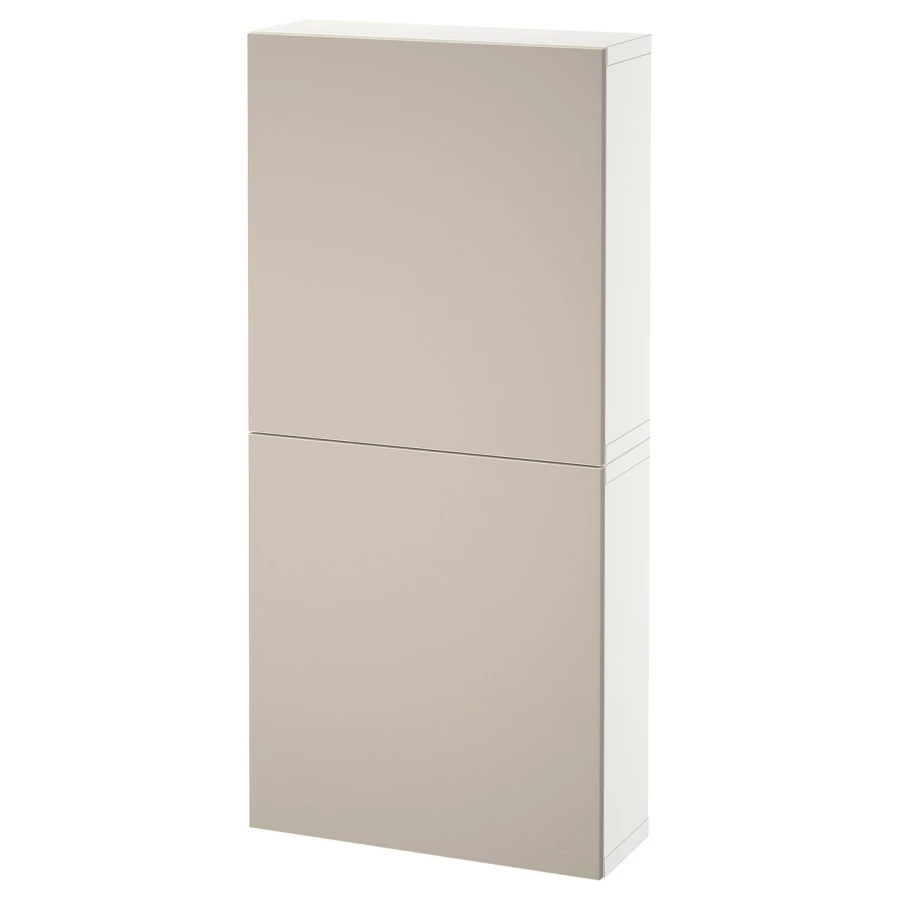Навесной шкаф/2 дверцы - IKEA BESTÅ/BESTA/БЕСТО ИКЕА, 128х22х60 смм, белый/бежевый (изображение №1)