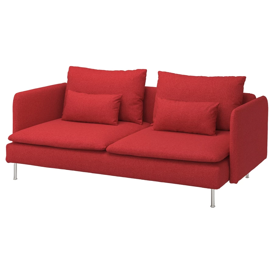 3-местный диван - IKEA SÖDERHAMN/SODERHAMN/СЁДЕРХАМН ИКЕА, 83х69х198 см, красный (изображение №1)