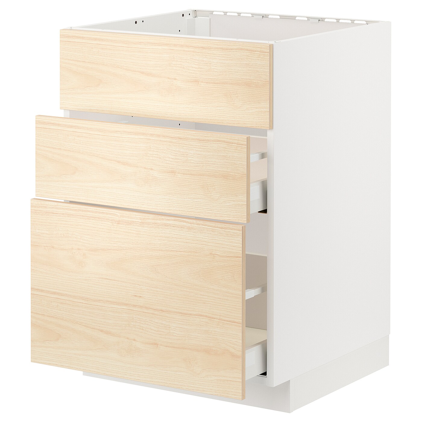 Напольный шкаф - IKEA METOD MAXIMERA, 60x62x80см, белый/светлый ясень, МЕТОД МАКСИМЕРА ИКЕА