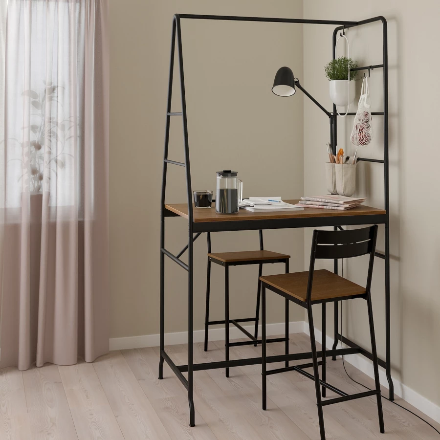 Комплект барный стол и барные стулья - HÅVERUD/HАVERUD/SANDSBERG IKEA, ХОВЕРЮД/САНДСБЕРГ ИКЕА, 192/93х105Х66 см, чёрный/коричневый (изображение №2)