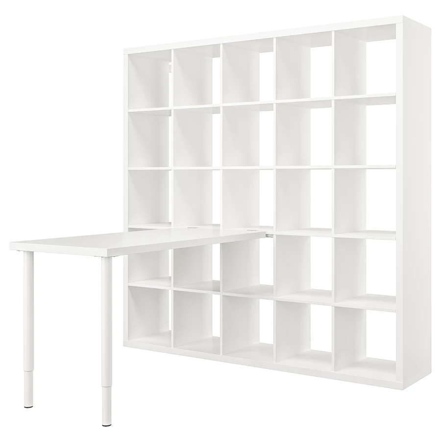 Письменный стол с книжной полкой 25 ячеек - IKEA LAGKAPTEN/KALLAX/ ЛАГКАПТЕН/КАЛЛАКС ИКЕА, белый (изображение №1)