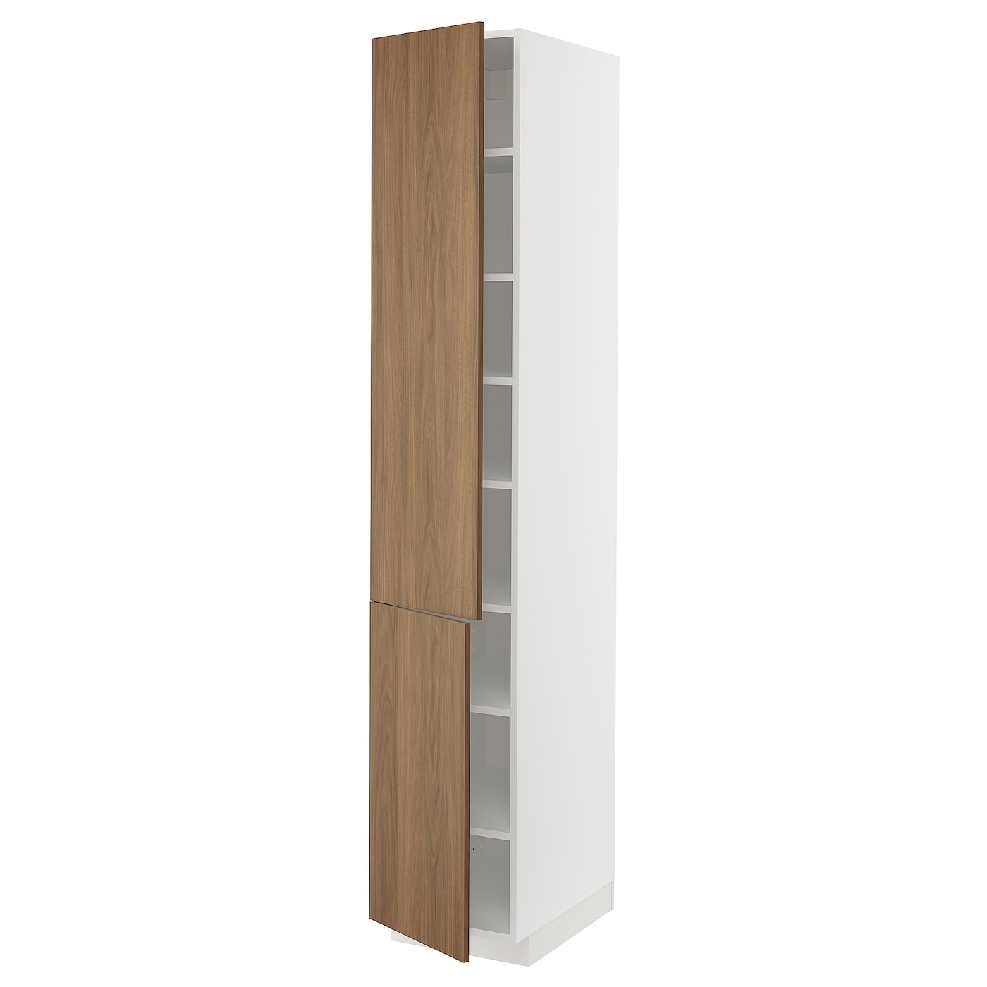 Высокий кухонный шкаф с полками - IKEA METOD/МЕТОД ИКЕА, 220х60х40 см, белый/коричневый