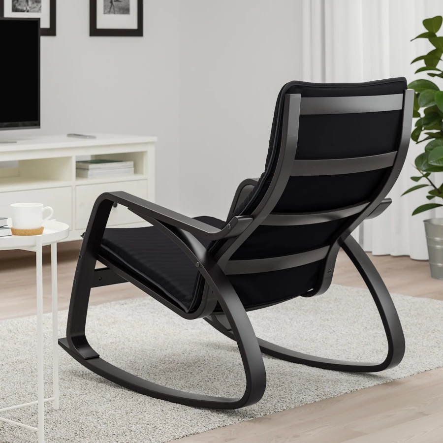 Кресло-качалка - IKEA POÄNG/POANG/ПОЭНГ ИКЕА, 68х94х95 см, чёрный (изображение №3)