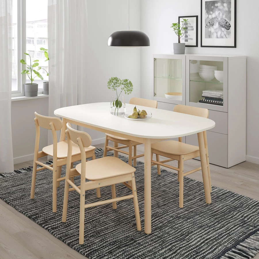 Стол 4 стула - VEDBO / RÖNNINGE IKEA/ ВЕДБО/РЕННИНГЕ ИКЕА, 160х95 см, бежевый (изображение №2)