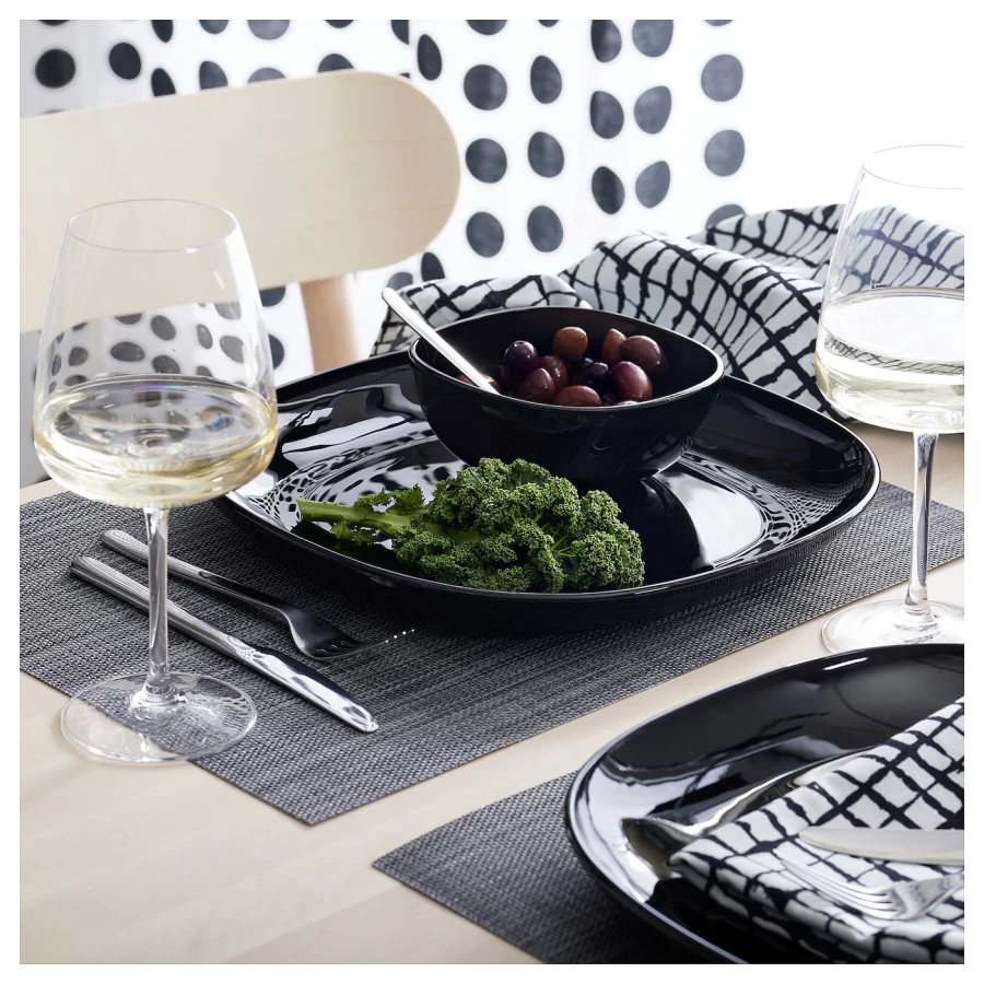 Набор тарелок, 4 шт. - IKEA BACKIG, 25x25 см, черный, БАККИГ ИКЕА (изображение №7)