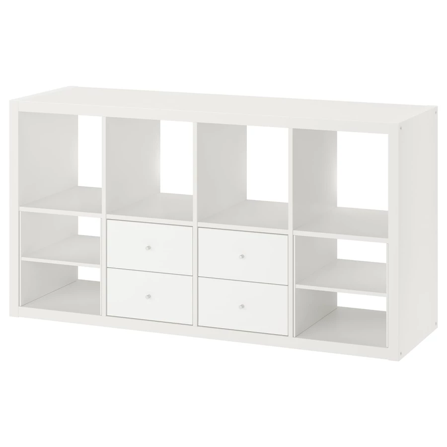 Книжный шкаф - IKEA KALLAX, 147х39х77 см, белый, КАЛЛАКС ИКЕА (изображение №2)