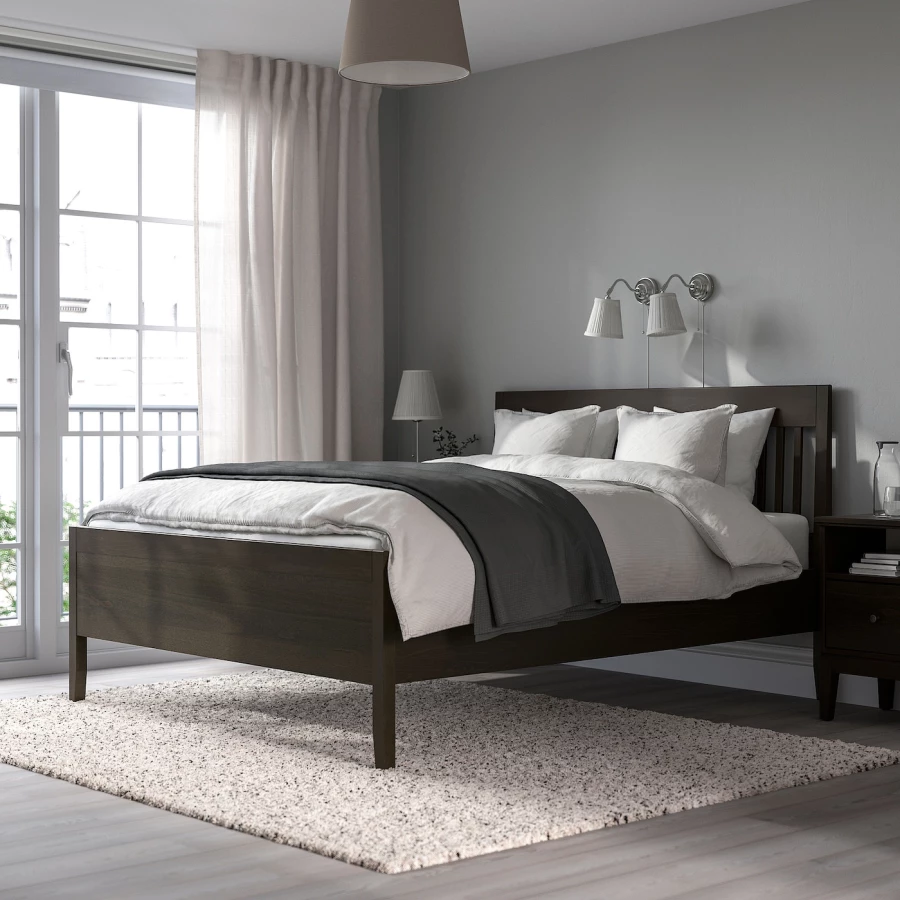 Каркас кровати - IKEA IDANÄS/IDANAS, 200х140 см, темно-коричневый, ИДАНЭС ИКЕА (изображение №9)