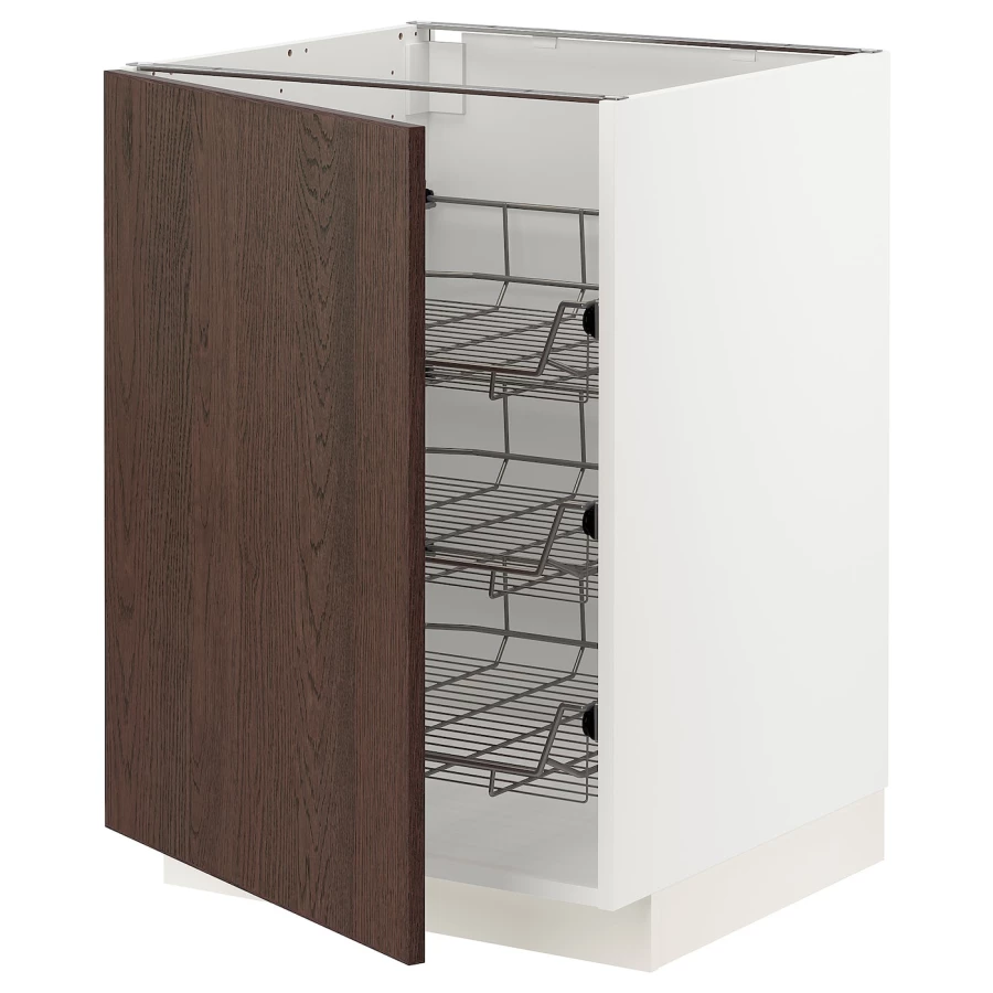 Напольный кухонный шкаф  - IKEA METOD MAXIMERA, 88x62x60см, белый/коричневый, МЕТОД МАКСИМЕРА ИКЕА (изображение №1)