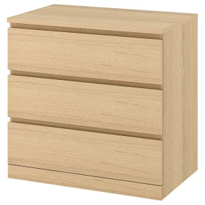 Комод с 3 ящиками - IKEA MALM МАЛЬМ ИКЕА, 80x78х48 см, бежевый