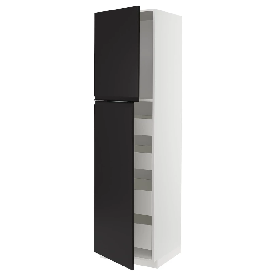 Высокий шкаф - IKEA METOD/MAXIMERA/МЕТОД/МАКСИМЕРА ИКЕА, 60х60х220 см, черный/белый (изображение №1)