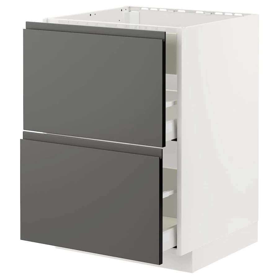 Напольный кухонный шкаф  - IKEA METOD MAXIMERA, 88x62x60см, белый/серый, МЕТОД МАКСИМЕРА ИКЕА (изображение №1)