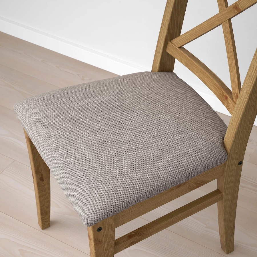 Стул деревянный с мягким сиденьем - IKEA INGOLF/ИНГОЛЬФ ИКЕА, 91х43х53 см,   коричневый (изображение №8)