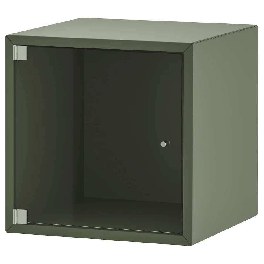 Навесной шкаф со стеклянными дверцами - EKET IKEA/ ЭКЕТ ИКЕА, 35х35х35 см, зеленый (изображение №1)