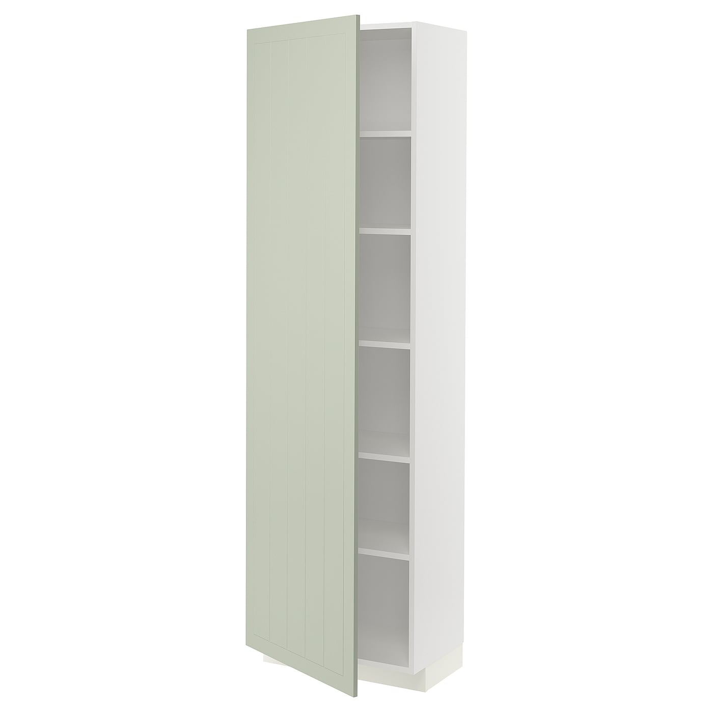 Высокий кухонный шкаф с полками - IKEA METOD/МЕТОД ИКЕА, 200х37х60 см, белый/зеленый