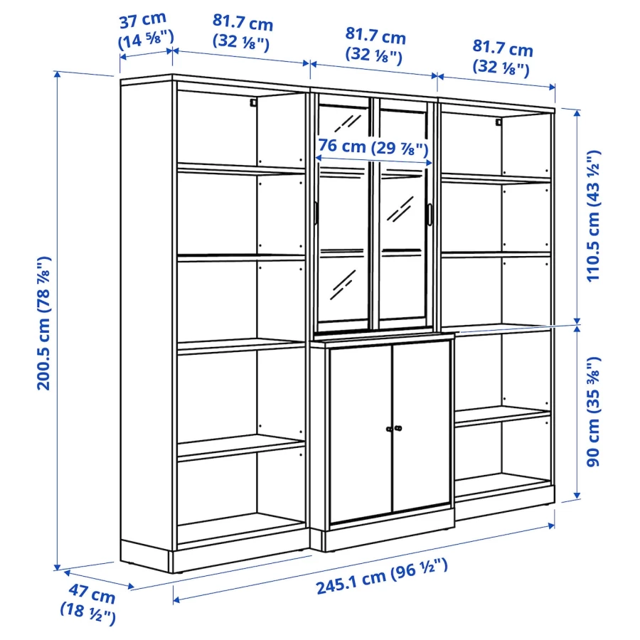 Книжный шкаф - TONSTAD IKEA/ ТОНСТАД ИКЕА, 245х200,5 см,  коричневый (изображение №4)