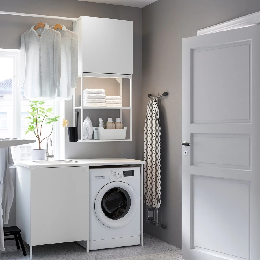 Комбинация шкафа для постирочной и ванной комнаты -  ENHET  IKEA/ ЭНХЕТ ИКЕА, 139x63,5x87,5 см, белый (изображение №2)