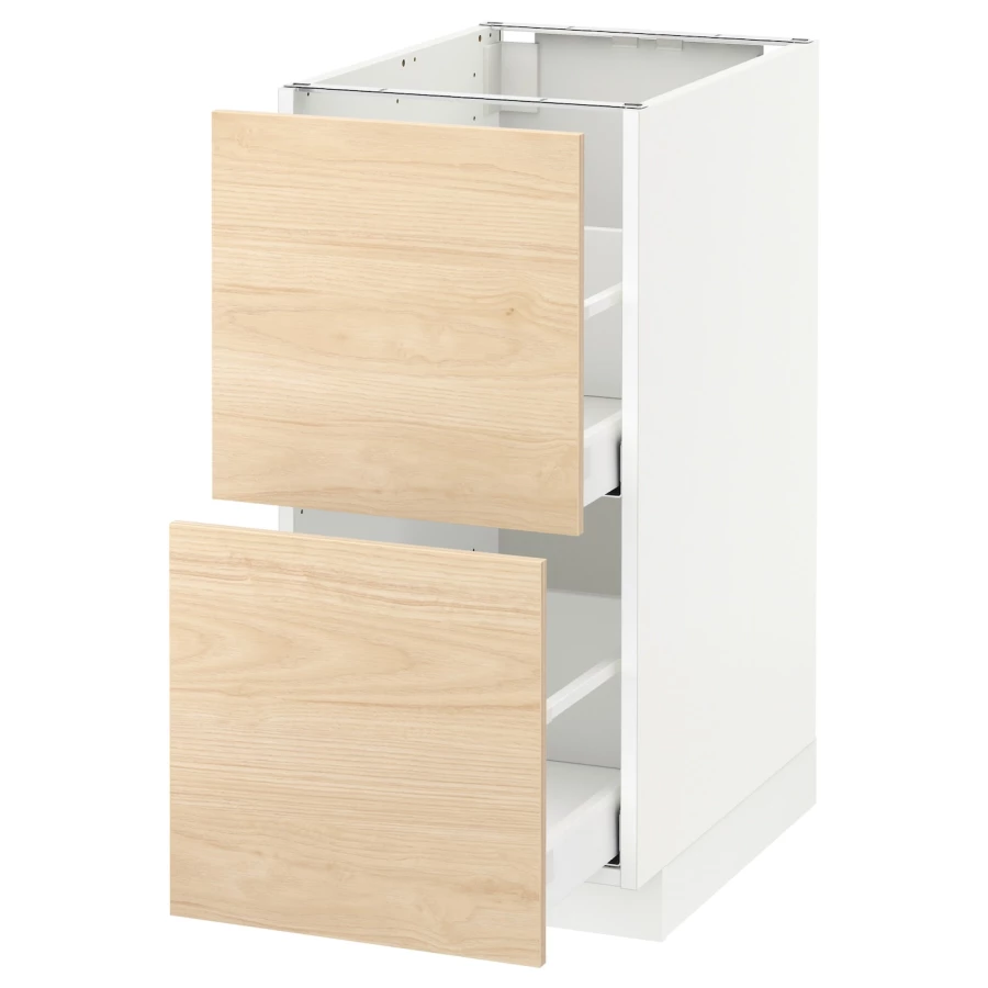 Напольный кухонный шкаф  - IKEA METOD MAXIMERA, 88x61,6x40см, белый/светло-коричневый, МЕТОД МАКСИМЕРА ИКЕА (изображение №1)