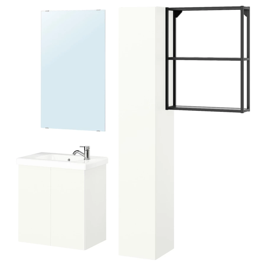 Комбинация для ванной - IKEA ENHET, 64х33х65 см, белый/антрацит, ЭНХЕТ ИКЕА (изображение №1)