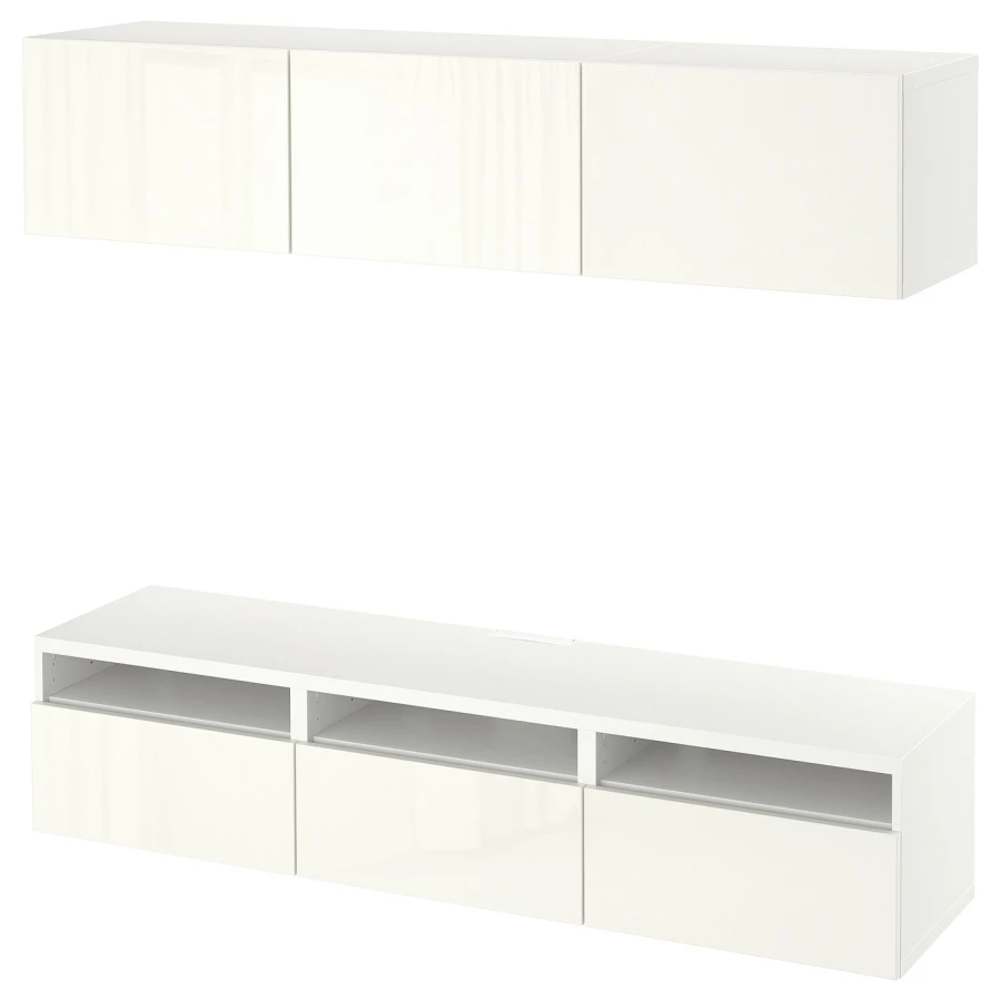 Комплект мебели д/гостиной  - IKEA BESTÅ/BESTA, 185x42x180см, белый, БЕСТО ИКЕА (изображение №1)