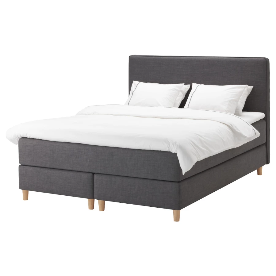 Континентальная кровать - IKEA DUNVIK, 200х160 см, черный, ДУНВИК ИКЕА (изображение №1)