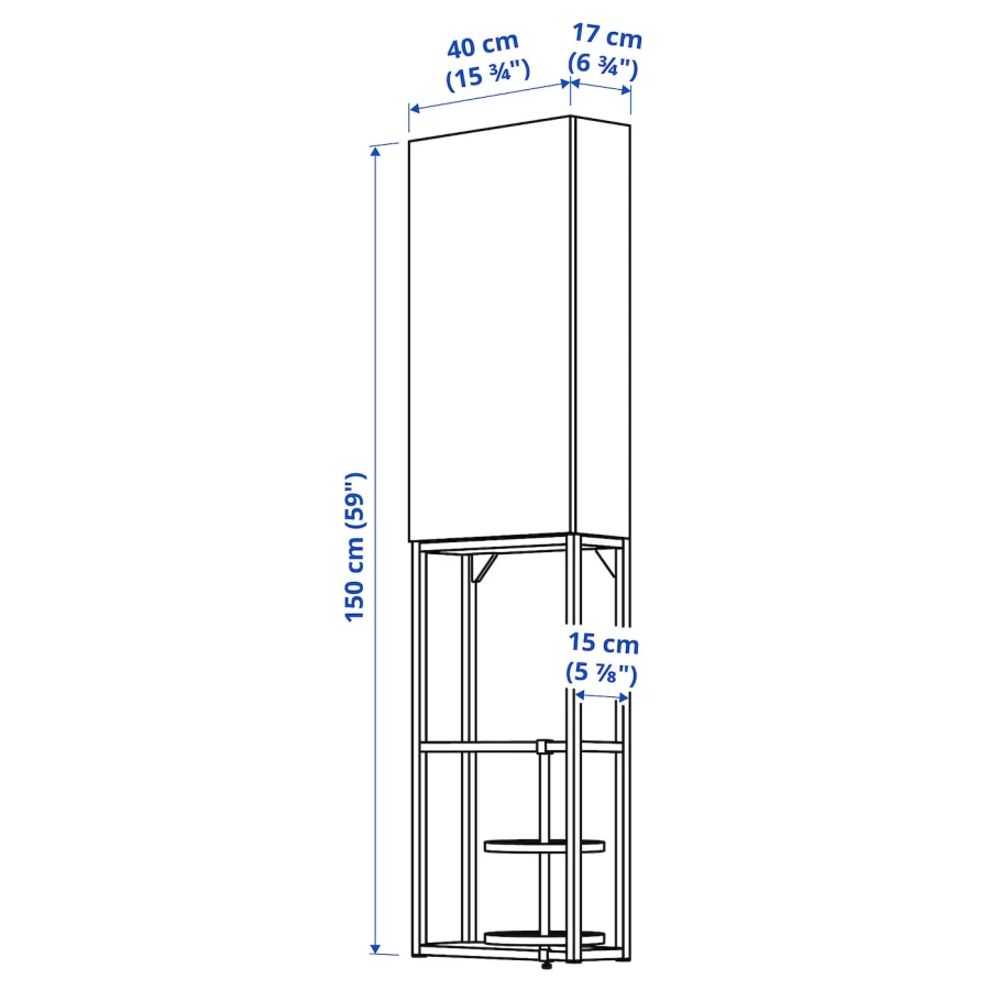Стеллаж - IKEA ENHET, 40х17х150 см, белый/антрацит, ЭНХЕТ ИКЕА (изображение №3)