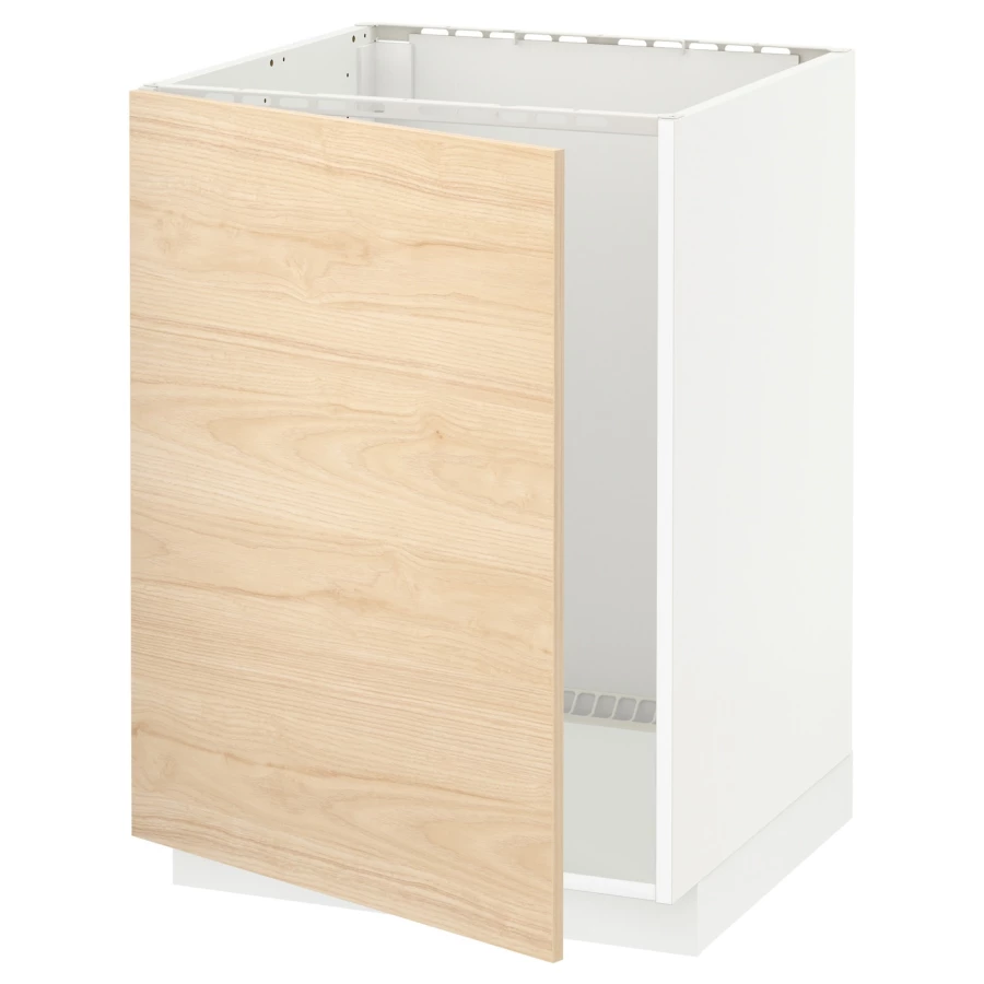 Шкаф под раковину  - IKEA METOD, 88x62x60см, белый/светлый ясень, МЕТОД ИКЕА (изображение №1)
