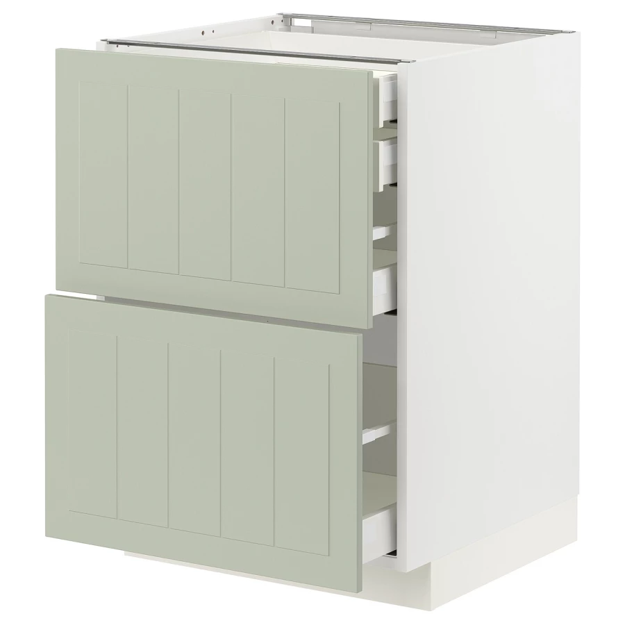 Напольный кухонный шкаф  - IKEA METOD MAXIMERA, 88x62x60см, белый/светло-зеленый, МЕТОД МАКСИМЕРА ИКЕА (изображение №1)
