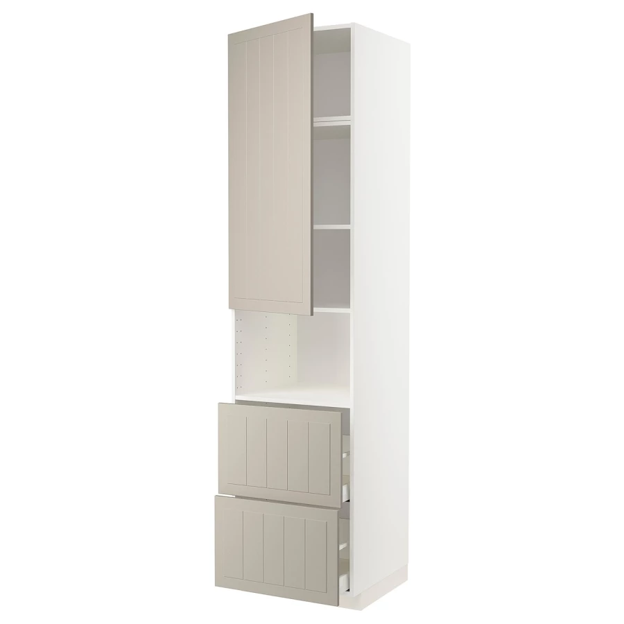 Высокий шкаф - IKEA METOD/MAXIMERA/МЕТОД/МАКСИМЕРА ИКЕА, 240х60х60 см, белый/бежевый (изображение №1)