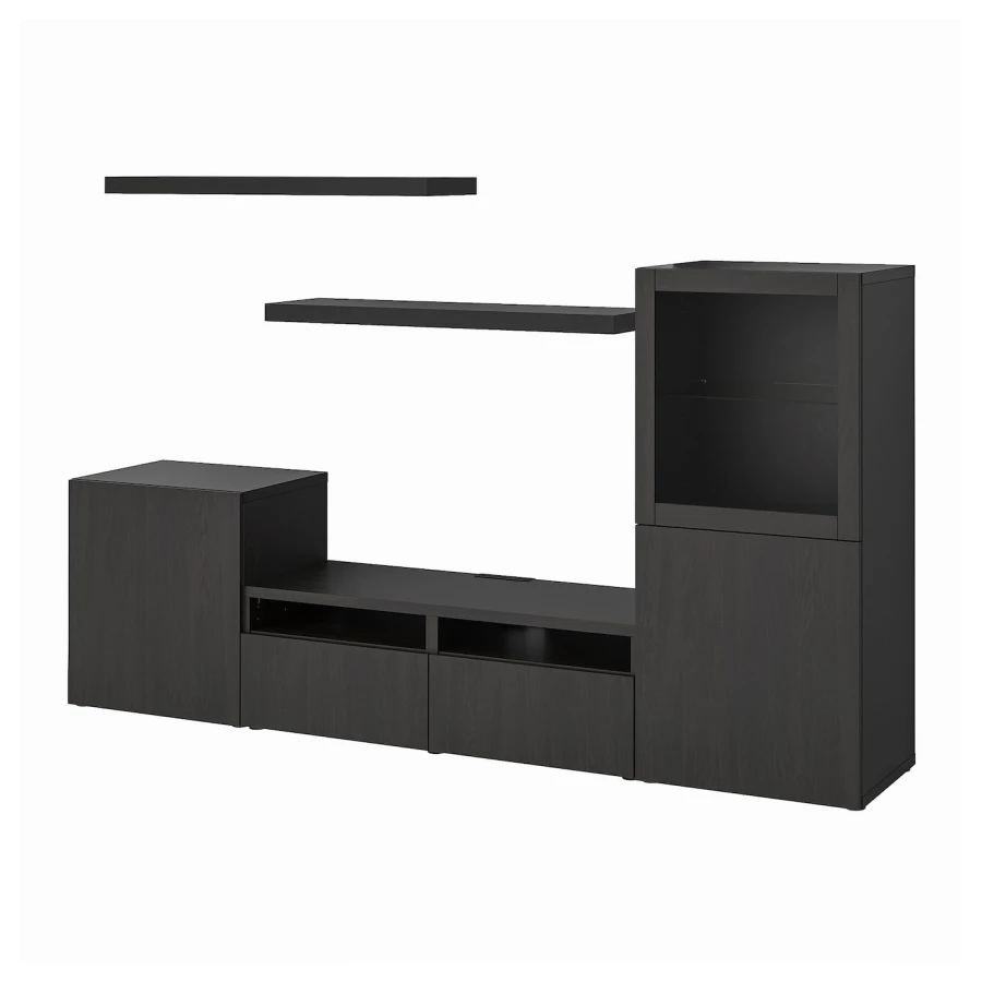 Комплект мебели д/гостиной - IKEA BESTÅ/BESTA LACK, 129x42x240см, черный, БЕСТО ЛАКК ИКЕА (изображение №1)