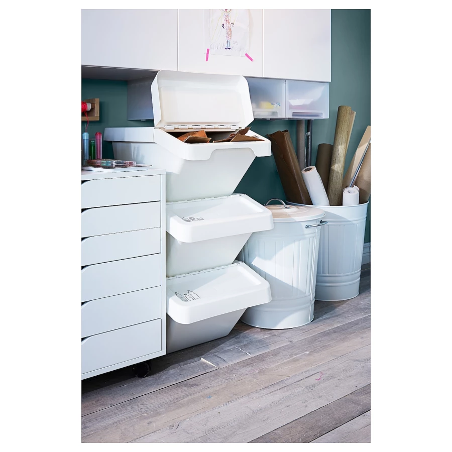 Урна для сортировки мусора -  IKEA SORTERA, 37л, белый, СОРТЕРА ИКЕА (изображение №4)