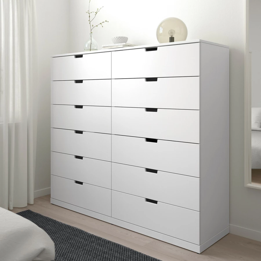 Комод - IKEA NORDLI/НОРДЛИ ИКЕА, 47х145х160 см, белый (изображение №6)