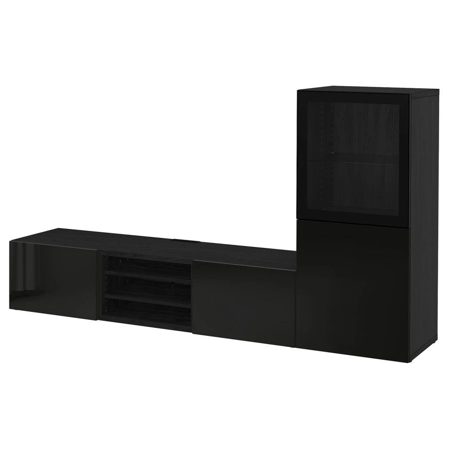 Комбинация для хранения ТВ - IKEA BESTÅ/BESTA, 129x42x240см, черный, БЕСТО ИКЕА (изображение №1)