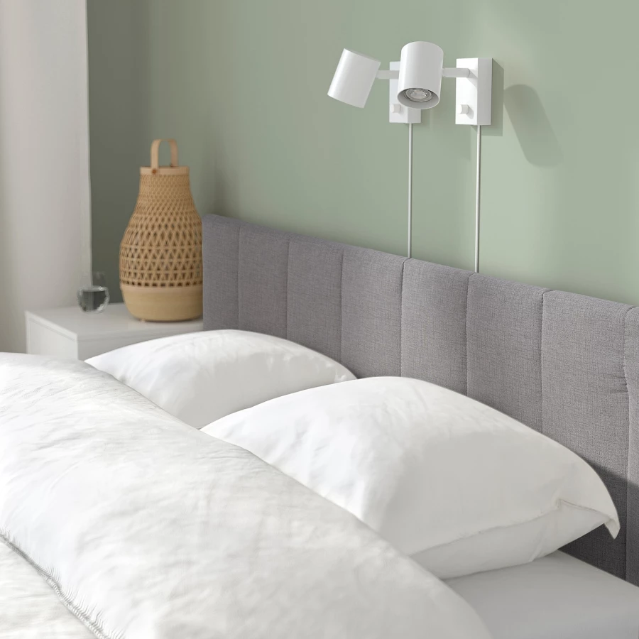 Каркас кровати с мягкой обивкой - IKEA FALUDDEN, 200х160 см, серый, ФАЛЮДДЕН ИКЕА (изображение №4)