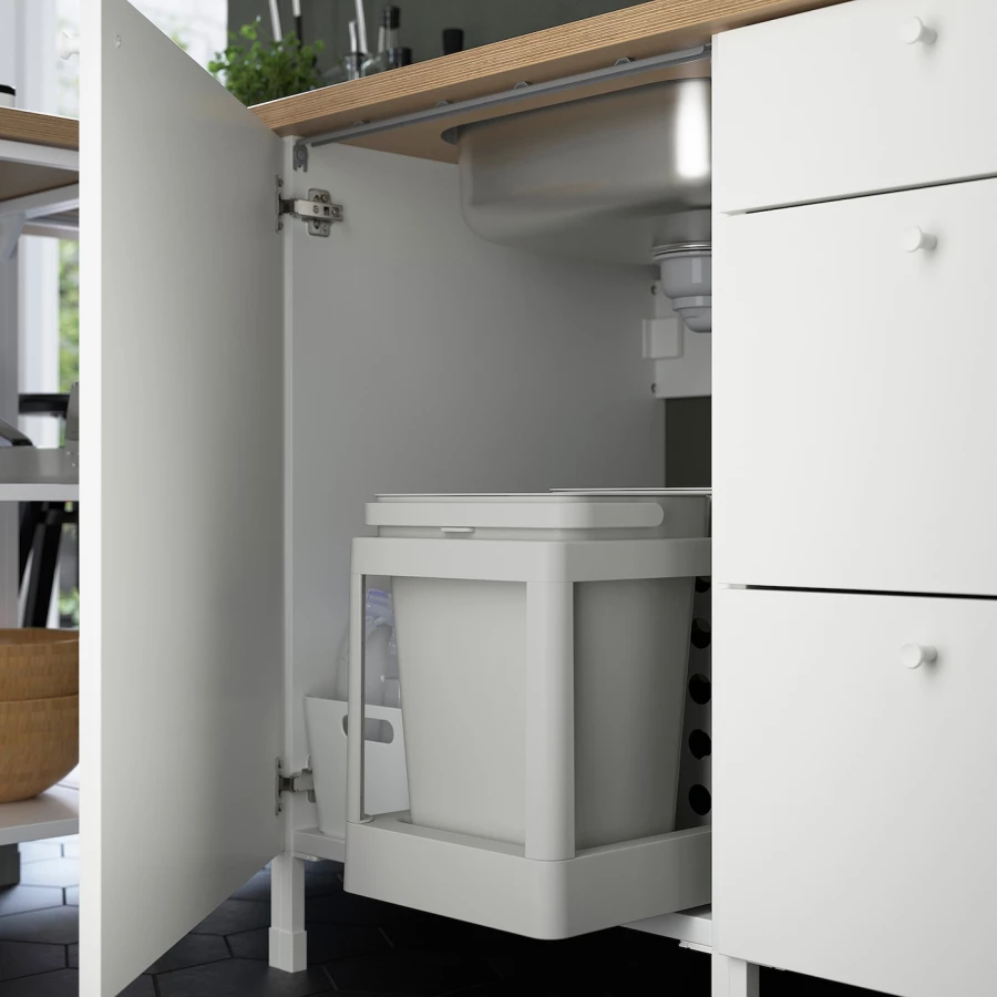 Угловая кухня -  ENHET  IKEA/ ЭНХЕТ ИКЕА, 245х150 см, белый/черный (изображение №5)