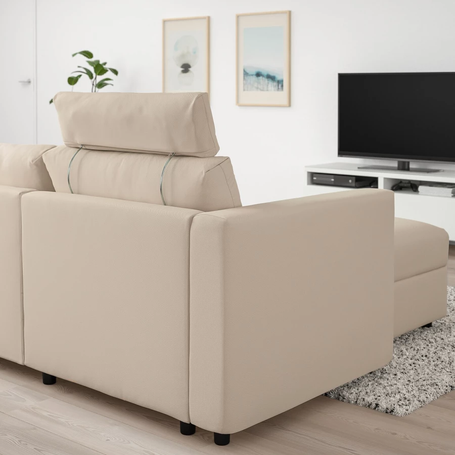 Подголовник для дивана - VIMLE IKEA /ВИМЛЕ ИКЕА, 70х20 см, бежевый (изображение №3)