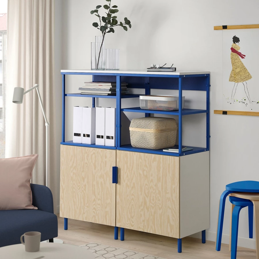 Стеллаж - IKEA PLATSA, 120х42х133 см, белый/синий, ПЛАТСА ИКЕА (изображение №3)