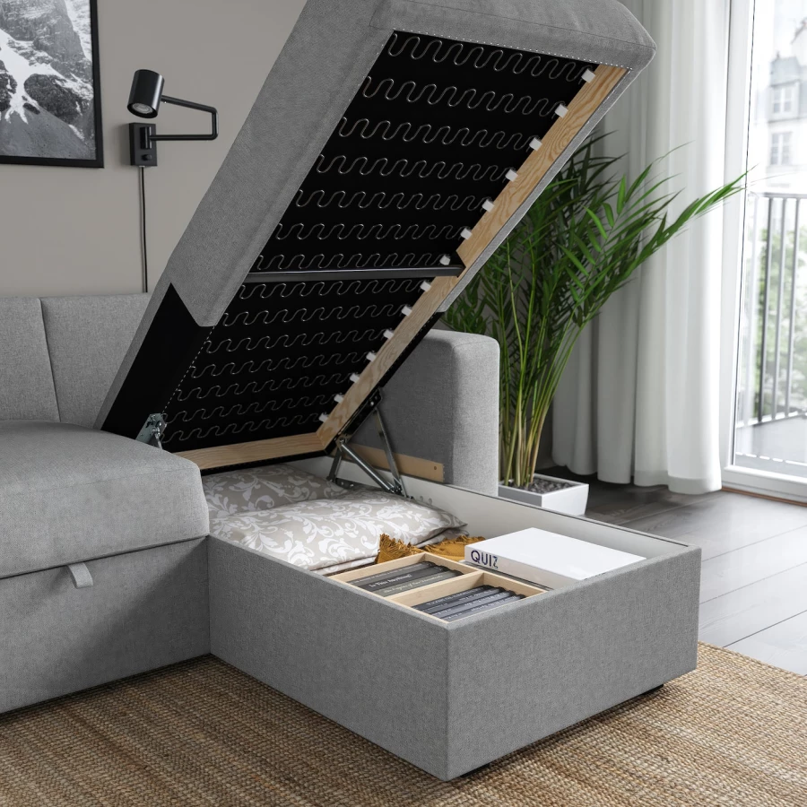3-местный диван-кровать - IKEA BÅRSLÖV/BARSLOV/БЁРСЛОВ ИКЕА, 236х90х84 см, серый (изображение №4)