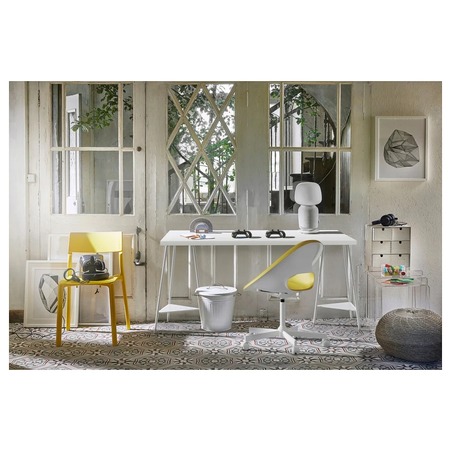Письменный стол - IKEA LAGKAPTEN/TILLSLAG, 140х60 см, белый, ЛАГКАПТЕН/ТИЛЛЬСЛАГ ИКЕА (изображение №4)