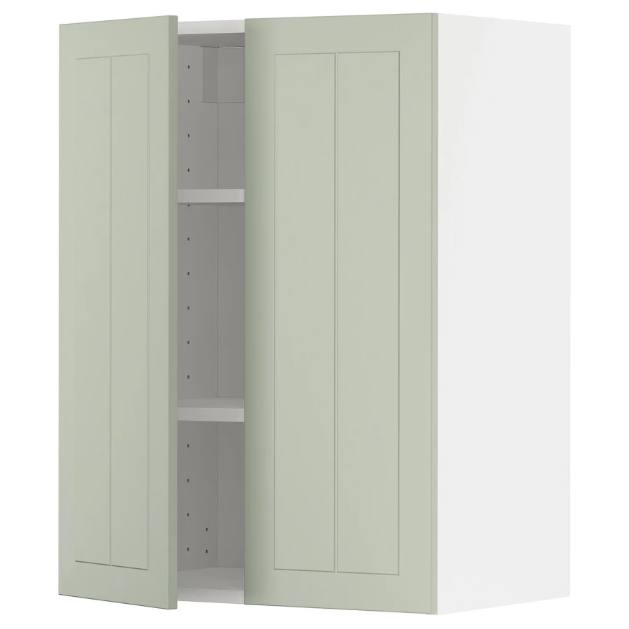 Навесной шкаф с полкой - METOD IKEA/ МЕТОД ИКЕА, 60х80 см, белый/зеленый (изображение №1)